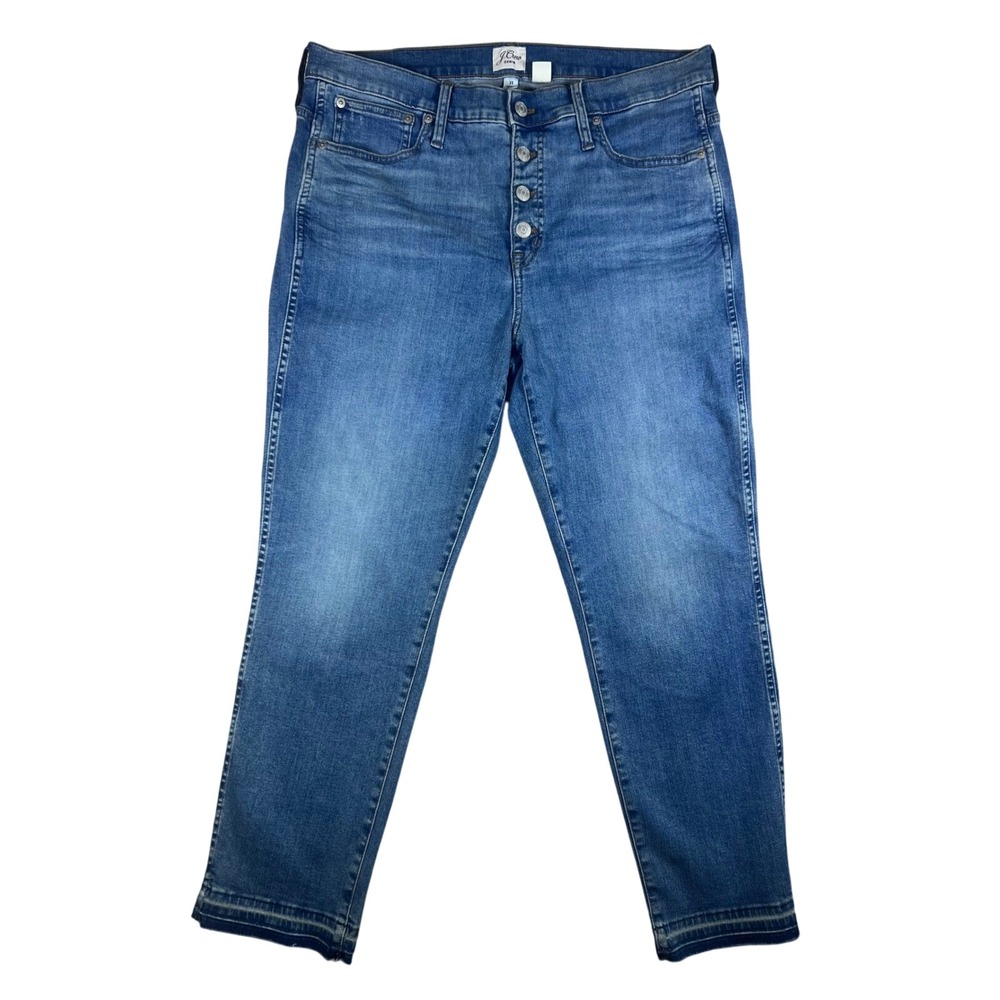 J. Crew Denim‎ Womens Size 31 Jeans Button Fly Frayed Hem Blue Wash Boho